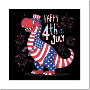 Dino Happy Birthday America Posters and Art